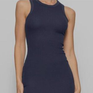SKIMS Stretch Cotton Rib Tank Dress NAVY Size Large